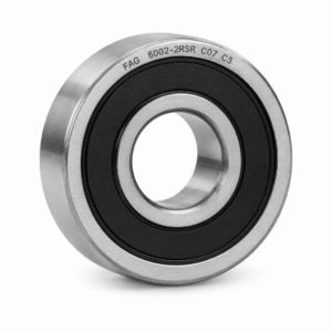 Rolamento FAG 6002-2RS-C07-C3 selado com vedação de borracha e folga interna ampliada para alta performance térmica.